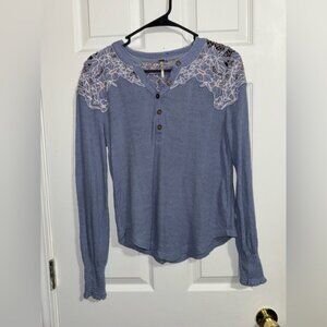 Blue Lace Detail Top by Free People